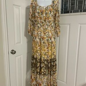 Fig & Flower Floral Maxi Dress Lined Size XL